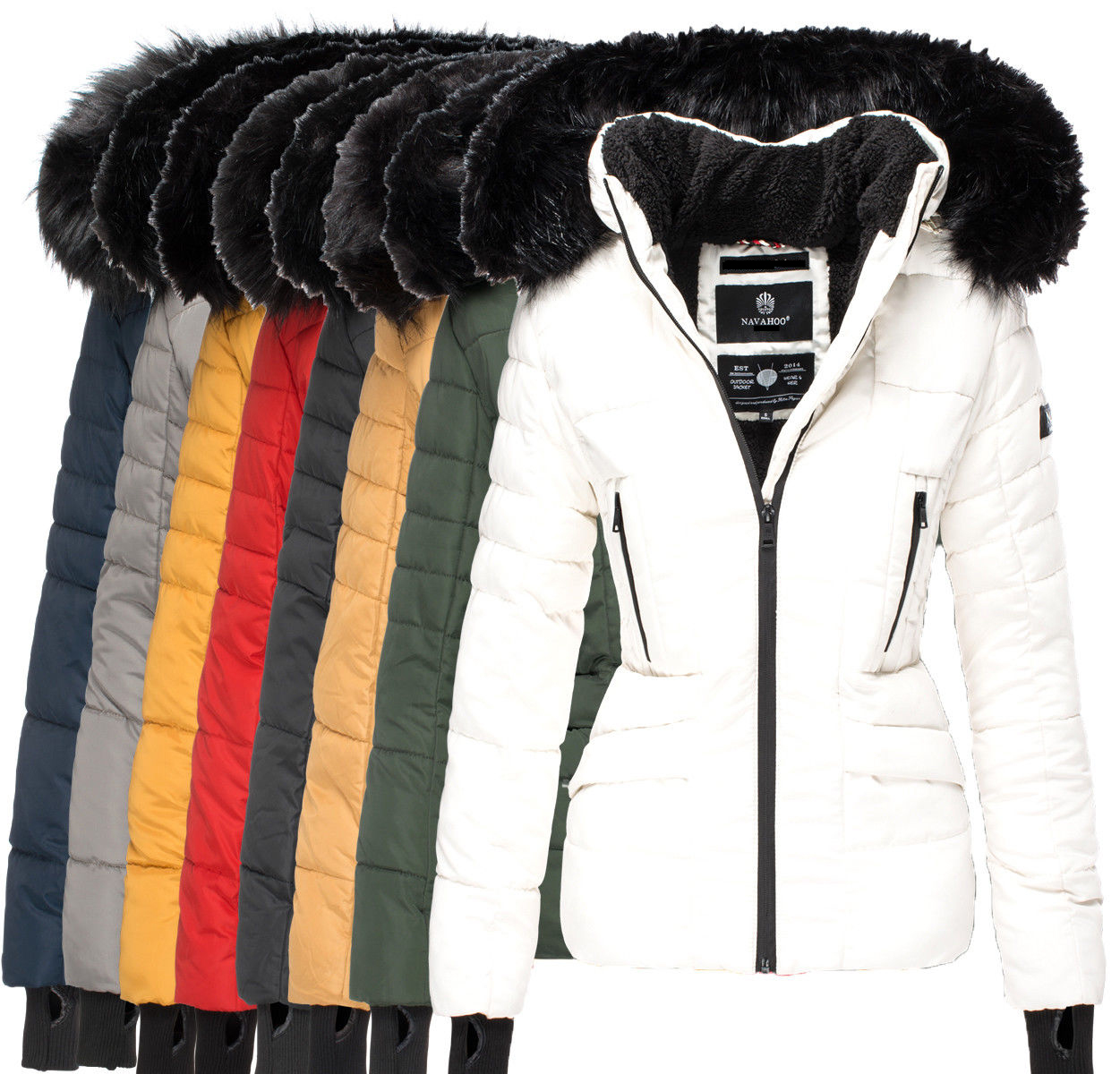 Navahoo Damen Warm Winter Jacke eBay ADELE Mantel Parka FVSF Steppjacke | gefüttert