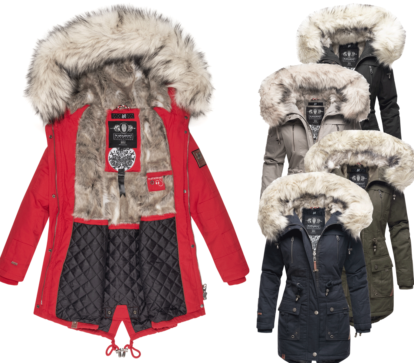 Navahoo Damen Winter Baumwolle FVSF Anorak eBay jacke warm Mantel | HONIGFEE Parka